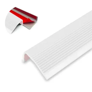 8ft Stair Nosin Anti-Slip Stair Edge Protector Stair Nose Molding Trim Vinyl Rubber,Waterproof Self Adhesive Stair Edging Staircases for Outdoor & Indoor White