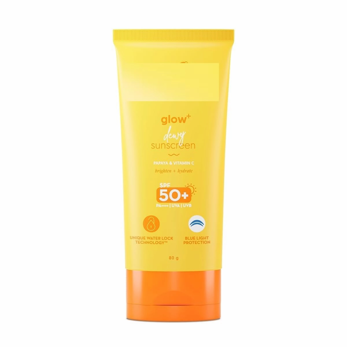 A.qu.alogica Glow  Dewy Sunscreen SPF 50 PA     with Papaya & Vitamin C | For Dry, Sensitive, Oily & Combination Skin | UVA/B & Blue Light Protection | 80g