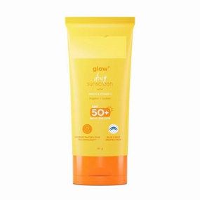 A.qu.alogica Glow  Dewy Sunscreen SPF 50 PA     with Papaya & Vitamin C | For Dry, Sensitive, Oily & Combination Skin | UVA/B & Blue Light Protection | 80g