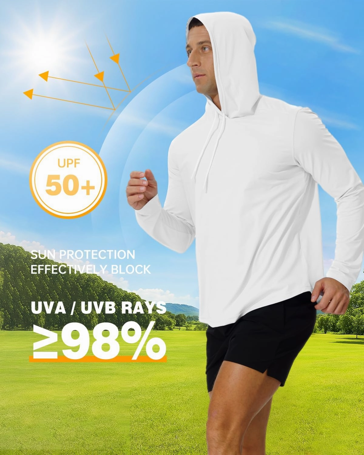 AIMPACT Men's Sun Protection Shirts UV SPF UPF 50  Long Short Sleeve Hoodie Rash Guard Fishing Swimming Shirt Lightweight