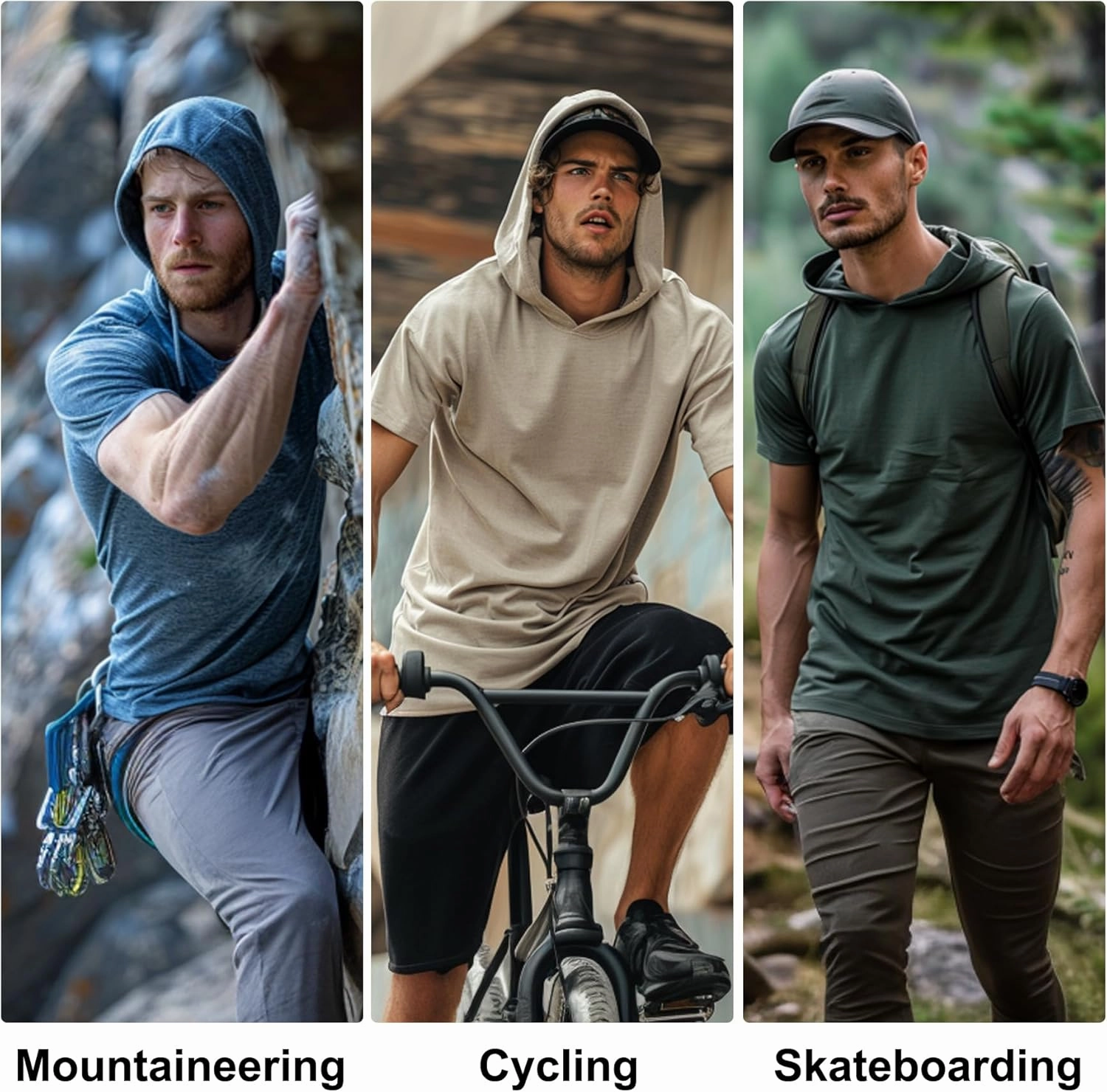 AIMPACT Men's Sun Protection Shirts UV SPF UPF 50  Long Short Sleeve Hoodie Rash Guard Fishing Swimming Shirt Lightweight