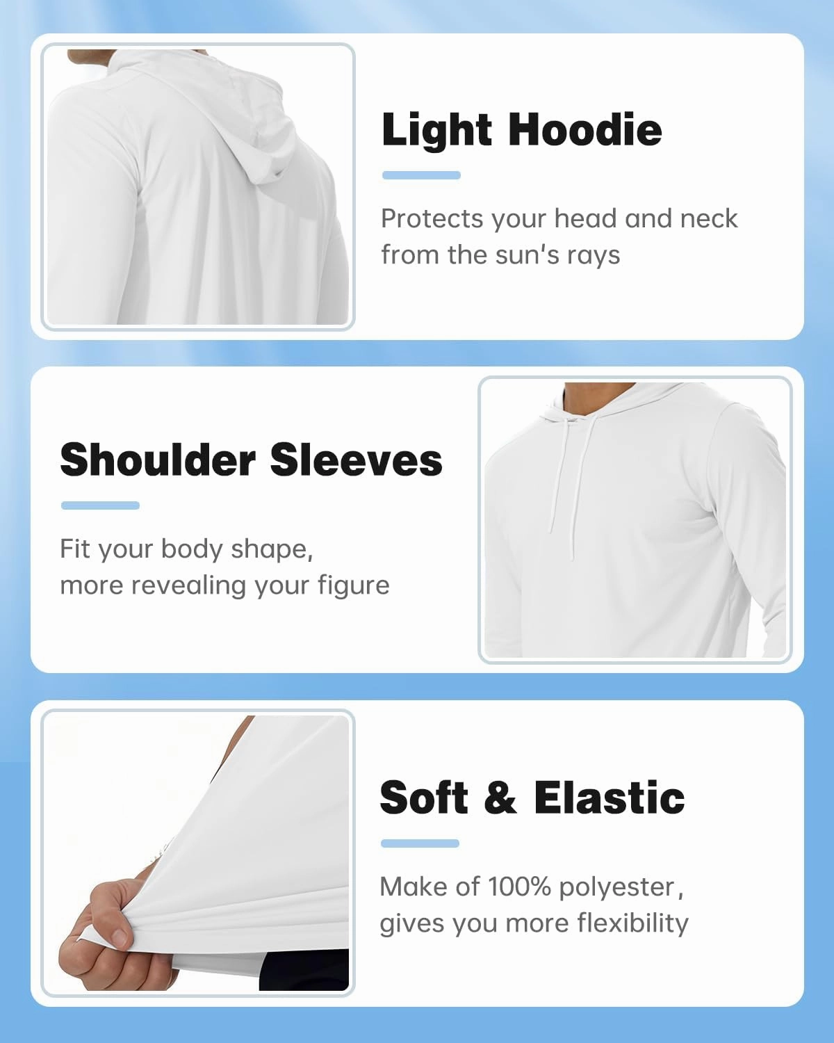 AIMPACT Men's Sun Protection Shirts UV SPF UPF 50  Long Short Sleeve Hoodie Rash Guard Fishing Swimming Shirt Lightweight