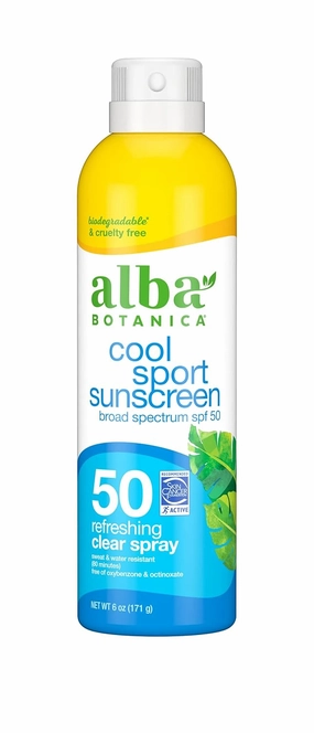 Alba Botanica Cool Sport Refreshing Clear Spray SPF 50 Sunscreen, 6 oz.
