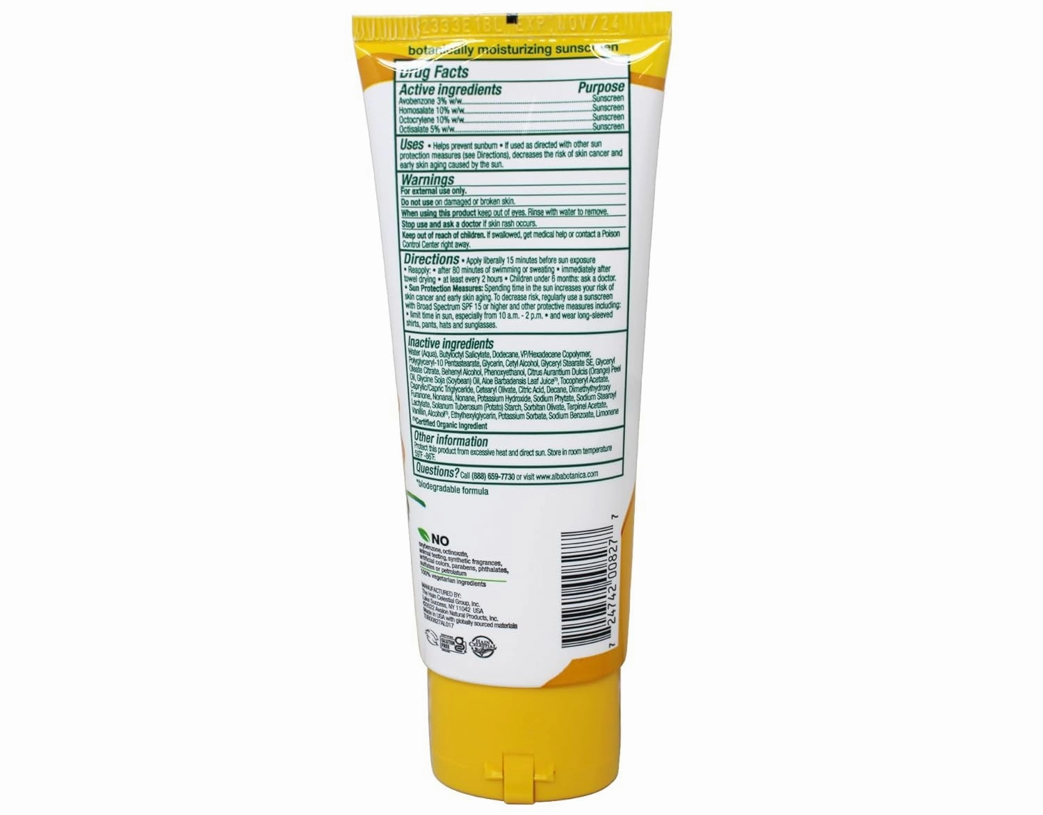 Alba Botanica: Natural Hawaiian Sunscreen Green Tea SPF 45, 4 oz (2 pack)