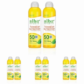 Alba Botanica Sunscreen Spray for Face and Body, Broad Spectrum SPF 50 Sunscreen, Hawaiian Coconut, Water Resistant and Biodegradable, 6 fl. oz. Bottle (Pack of 8)