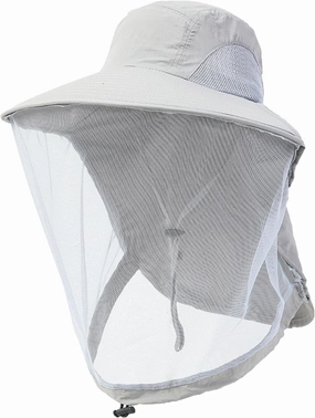 All season UPF 50  Unisex Outdoor Fishing Hat with Wide Brim, Mosquito Net, Adjustable. Ideal for Hiking, Climbing