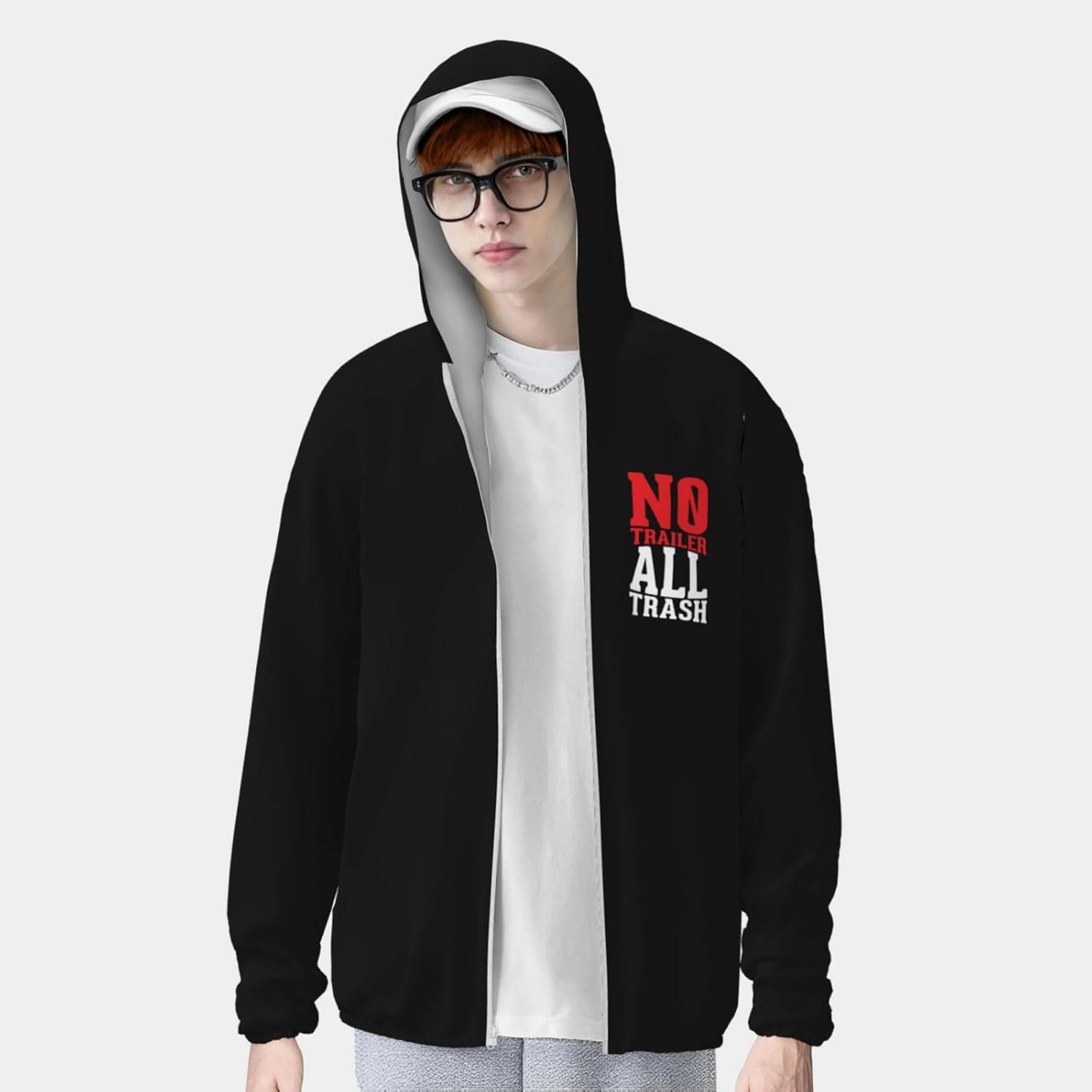 All Trash No Trailer Sun Protection Hoodie Sunscreen Hoodie with Zipper