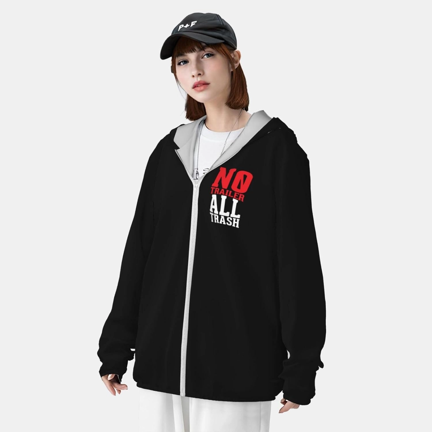 All Trash No Trailer Sun Protection Hoodie Sunscreen Hoodie with Zipper
