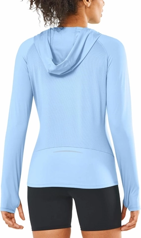 ALLZERO Women's Sun Protection Hoodie UPF 50  Long Sleeve with Back Breathable Mesh for Outdoor Fishing Hiking