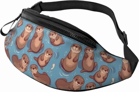 Animal Cute Brown Otters Fanny Pack for Man Women Waist Bag Adjustable Belt Casual Chest Bag Bum Bags for Travel Sports Running Hiking Waist Packs