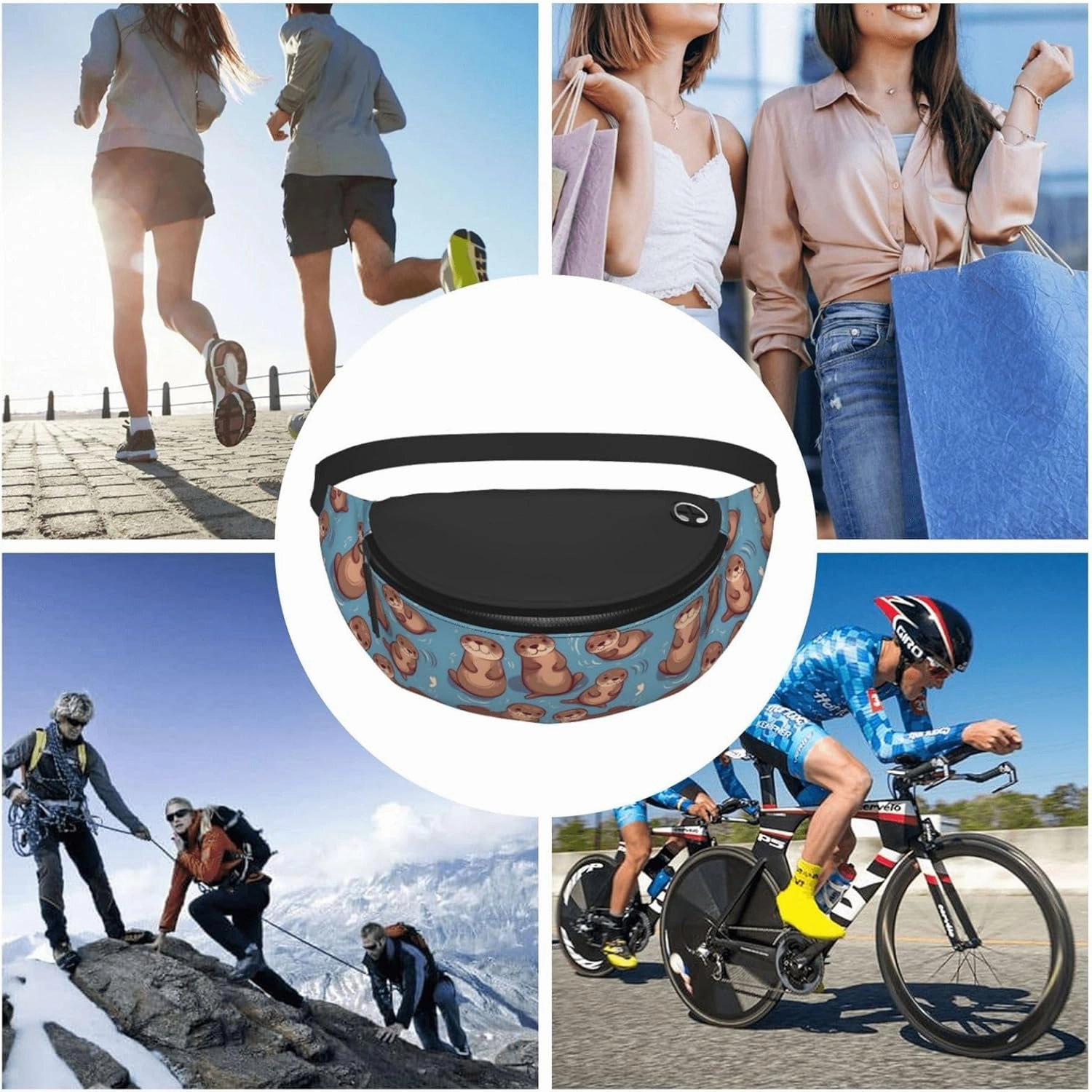 Animal Cute Brown Otters Fanny Pack for Man Women Waist Bag Adjustable Belt Casual Chest Bag Bum Bags for Travel Sports Running Hiking Waist Packs