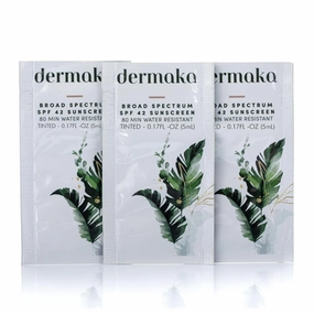 Anti-Aging Sunscreen SPF 42 for All Skin Types - 5ml 25 Packets Water Resistant 80 min. Mineral-Based Tinted Sunscreen.