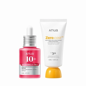 Anua Ultimate Glow Protection Duo, Zero-Cast Moisturizing Finish Sunscreen   Niacinamide 10   TXA 4 Serum, SPF 50,No White Cast, Facial Serum for face, Korean skincare Set