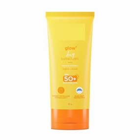 Aqua.logica Glow  Dewy Sunscreen SPF 50 PA     with Papaya & Vitamin C | For Dry, Sensitive, Oily & Combination Skin | UVA/B & Blue Light Protection | 80g