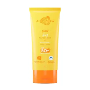 Aq.ua.lo.gi.ca Glow  Dewy Sunscreen SPF 50 PA     with Papaya & Vitamin C | For Dry, Sensitive, Oily & Combination Skin | UVA/B & Blue Light Protection | 80g