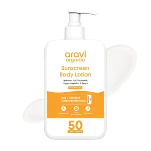 Ar.avi Organic Oil-Free Sunscreen Body Lotion SPF 50 PA     | Lightweight, Quick Absorbing & No White Cast | UVA & UVB Protection | With Niacinamide, Hyaluronic Acid & Copper Tripeptide | 200ml