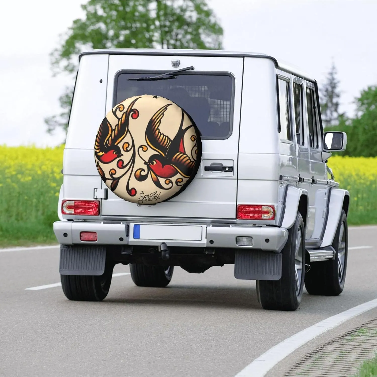 Astilnet Sailor Jerry Tattoo Spare Tire Cover Sunscreen Waterproof Wheel Covers Universal Fit