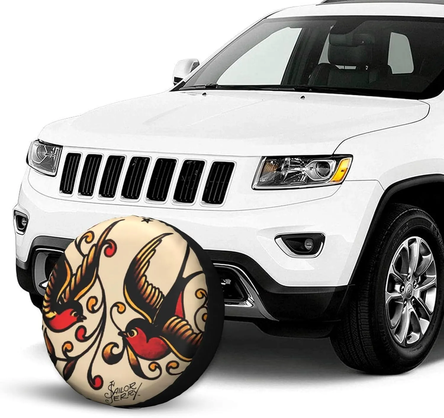 Astilnet Sailor Jerry Tattoo Spare Tire Cover Sunscreen Waterproof Wheel Covers Universal Fit