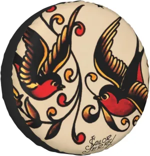 Astilnet Sailor Jerry Tattoo Spare Tire Cover Sunscreen Waterproof Wheel Covers Universal Fit