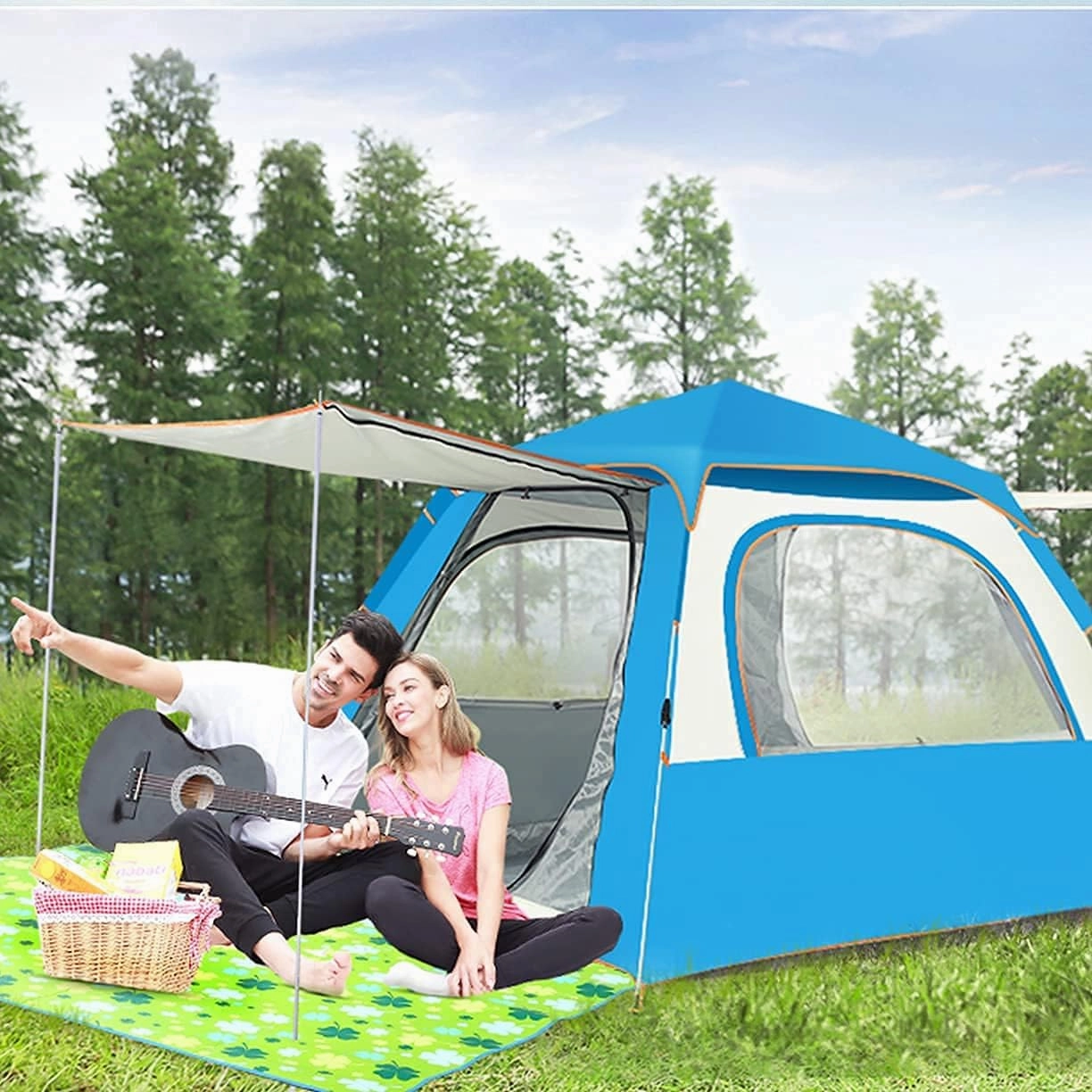 Automatic Dome Tent Canopy,Instant Pop Up Waterproof Tent,3-8 Person Family Camping Tent for Camping Hiking Travel Outdoor Activities