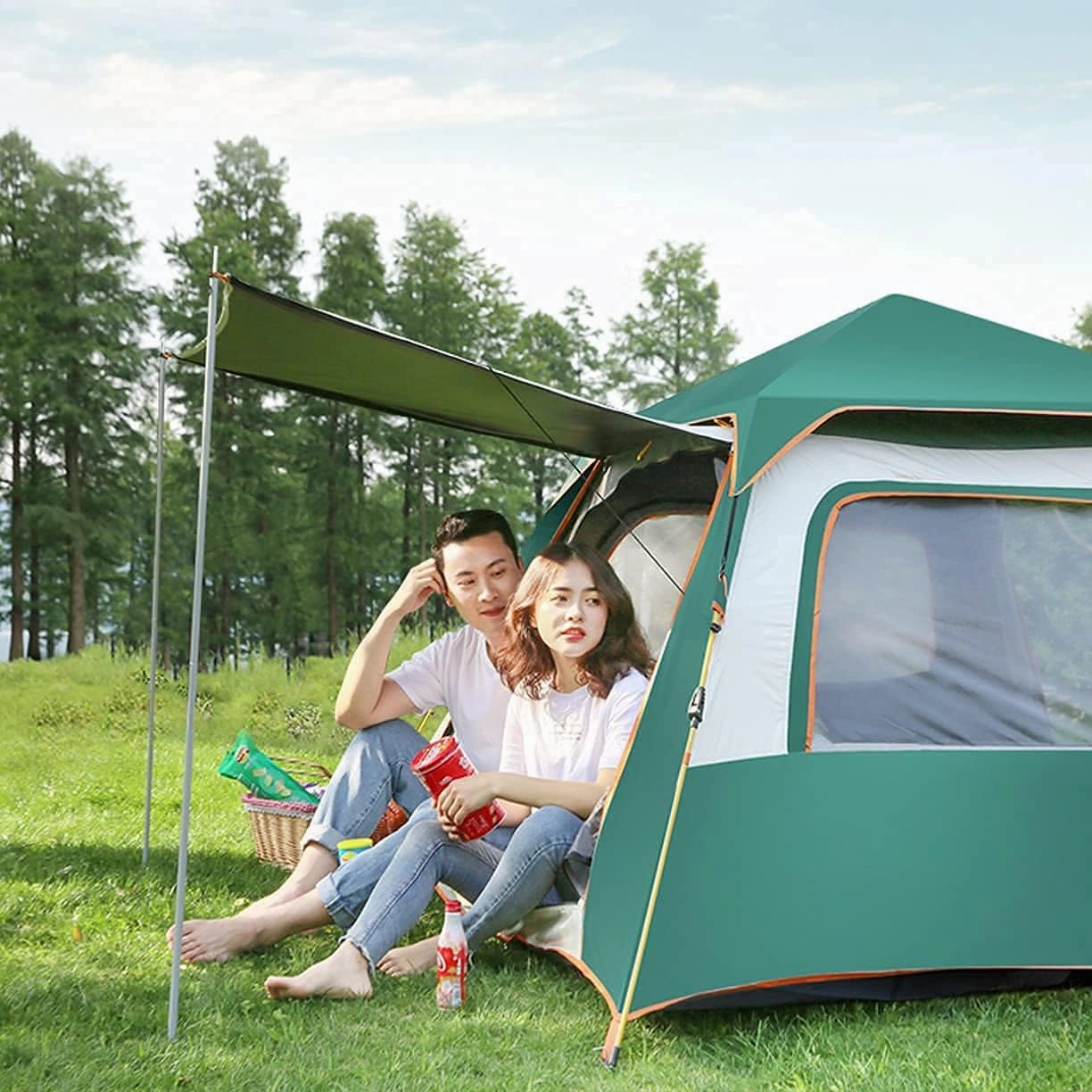 Automatic Dome Tent Canopy,Instant Pop Up Waterproof Tent,3-8 Person Family Camping Tent for Camping Hiking Travel Outdoor Activities