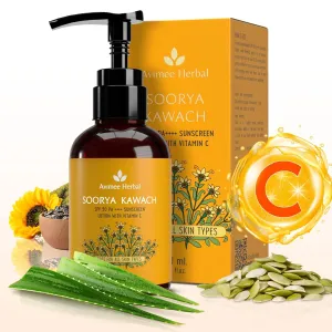 Avi.me.e Her.bal Soorya Kawach Spf 50 Pa     Sunscreen Lotion With Vitamin C | Broad Spectrum Uva, Uvb & Blue Light Protection | For Radiant & Glowy Skin | All Skin Types(100 Ml).