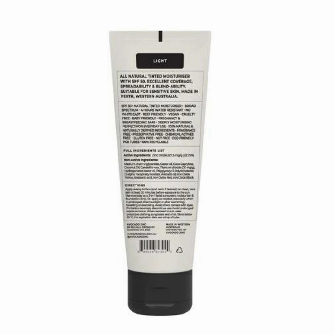 Avocado Zinc - SPF 50 Natural Tinted Moisturiser | LIGHT EXP 06/2025