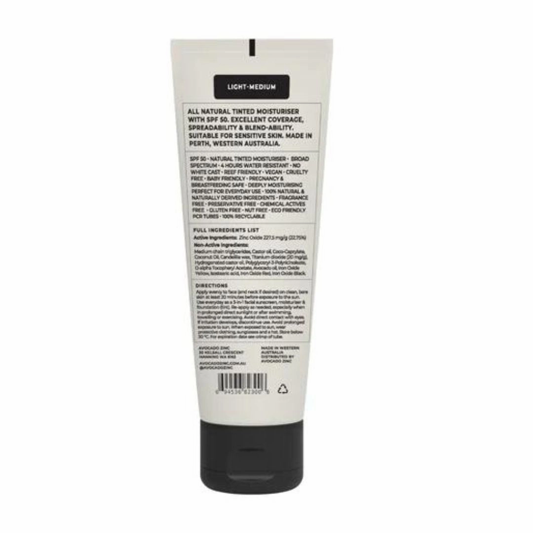Avocado Zinc - SPF 50 Natural Tinted Moisturiser | LIGHT-MEDIUM
