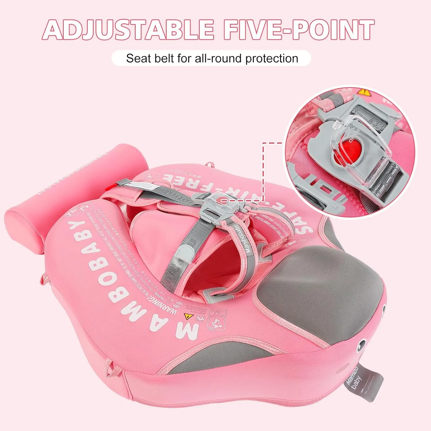 Baby Floats for Pool with Canopy Removable Sun Protection Canopy Mambobaby Float Non Inflatable Upgrade Add Tail Avoid Flip Waterproof Skin-Friendly Infant Swim Float 3-24 Months