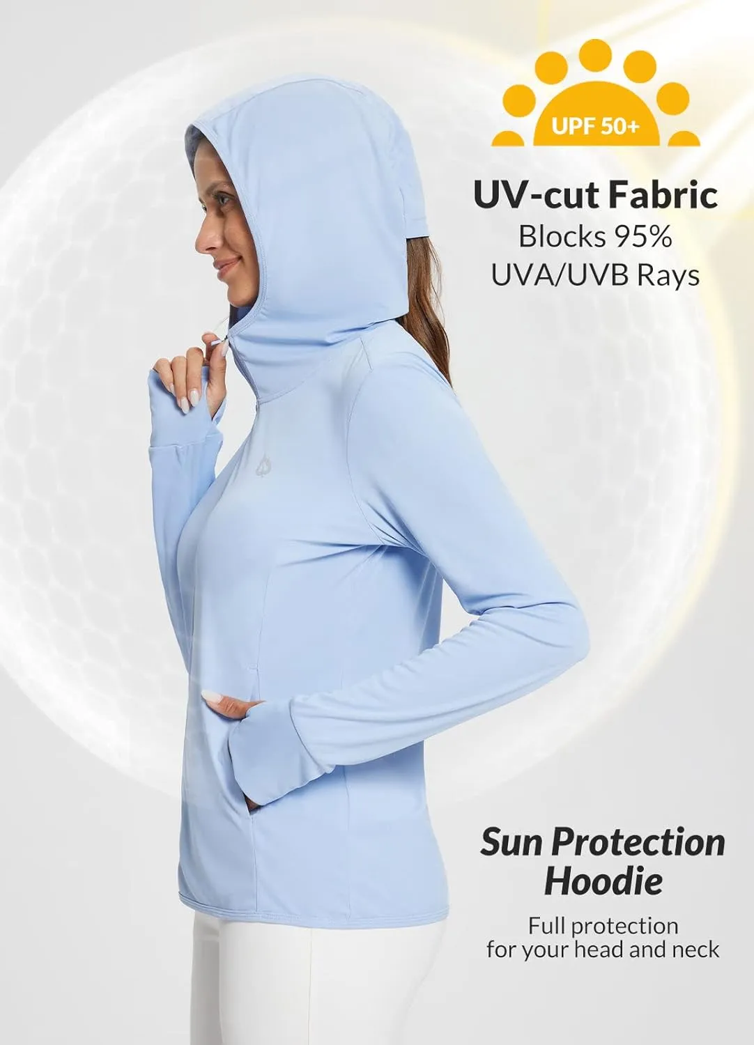 baleaf Women's UPF 50  Sun Protection Shirts SPF Jacket UV Cooling Hoodie Long Sleeve Summer Clothing for Outdoor Hiking