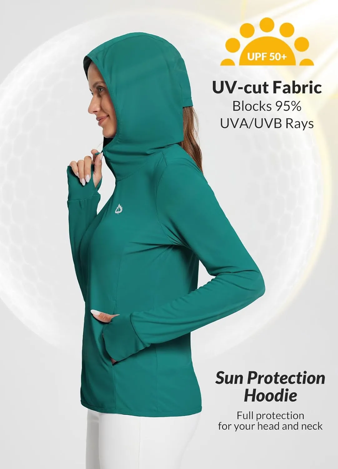 baleaf Women's UPF 50  Sun Protection Shirts SPF Jacket UV Cooling Hoodie Long Sleeve Summer Clothing for Outdoor Hiking