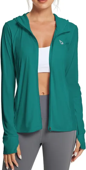 baleaf Women's UPF 50  Sun Protection Shirts SPF Jacket UV Cooling Hoodie Long Sleeve Summer Clothing for Outdoor Hiking