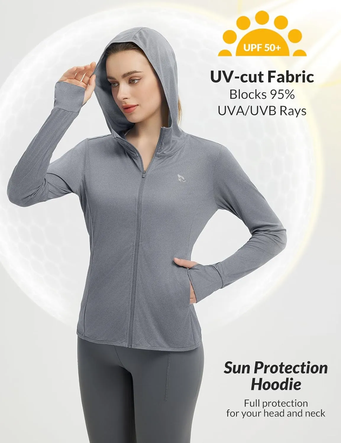 baleaf Women's UPF 50  Sun Protection Shirts SPF Jacket UV Cooling Hoodie Long Sleeve Summer Clothing for Outdoor Hiking