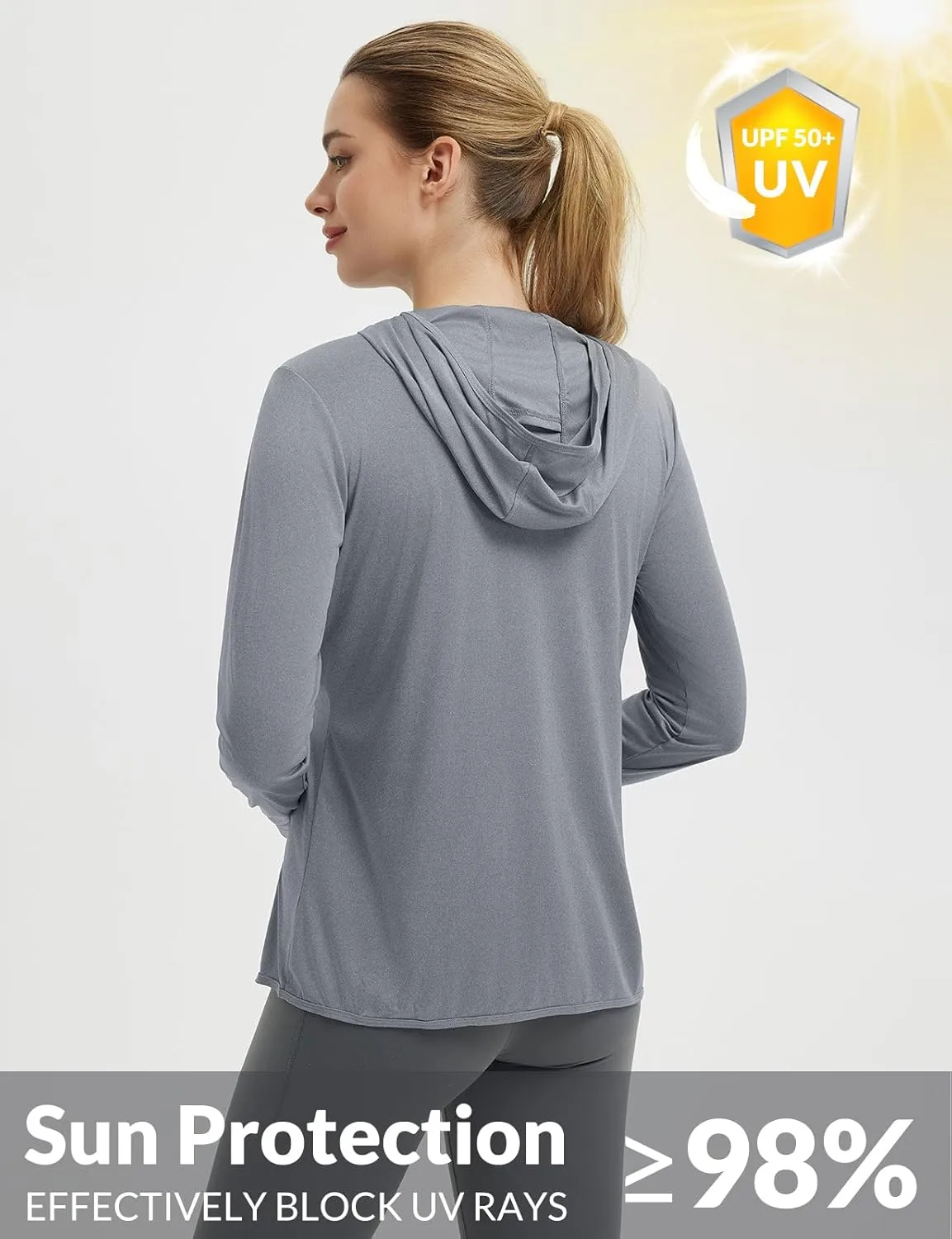 baleaf Women's UPF 50  Sun Protection Shirts SPF Jacket UV Cooling Hoodie Long Sleeve Summer Clothing for Outdoor Hiking