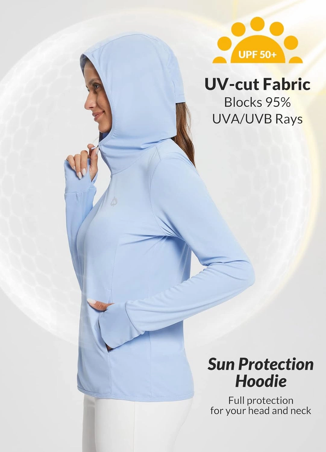 baleaf Women's UPF 50  Sun Protection Shirts SPF Jacket UV Cooling Hoodie Long Sleeve Summer Clothing for Outdoor Hiking