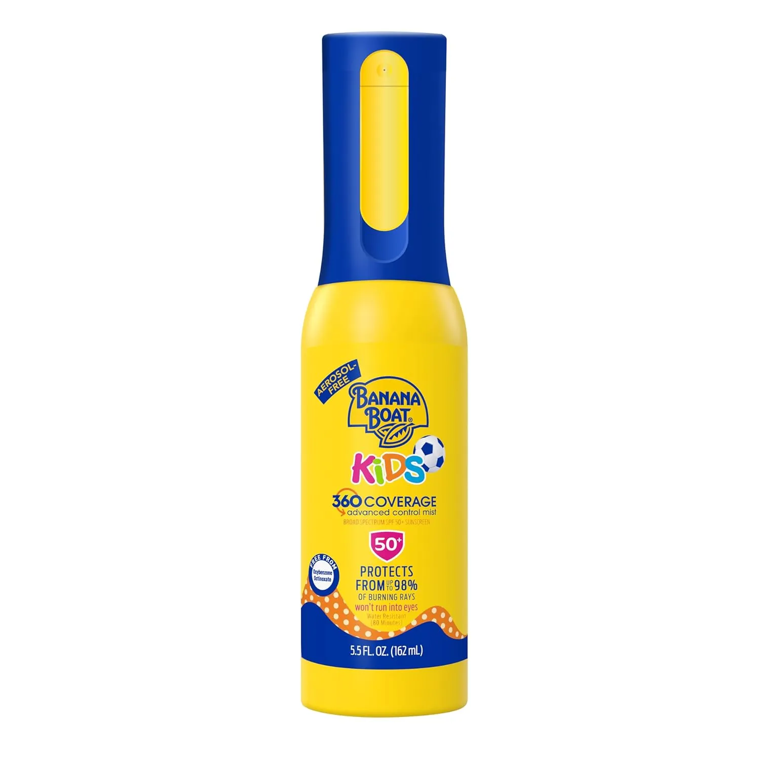 Banana Boat 360 Coverage Kids Sunscreen Mist SPF 50 | Refillable Bottle, Kids Spray Sunscreen SPF 50, Non-Aerosol Childrens Sunblock, 360 Coverage Spray, 5.5oz