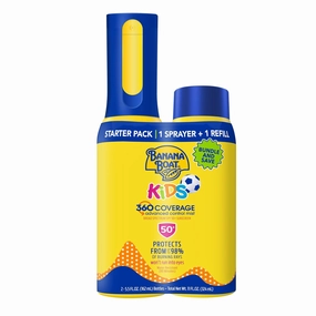 Banana Boat 360 Coverage Kids Sunscreen Mist SPF 50 Bundle | Non-Aerosol Kids Sunscreen Spray with Refill, Childrens Sunblock Spray SPF 50, 5.5oz ea Bundle Pack