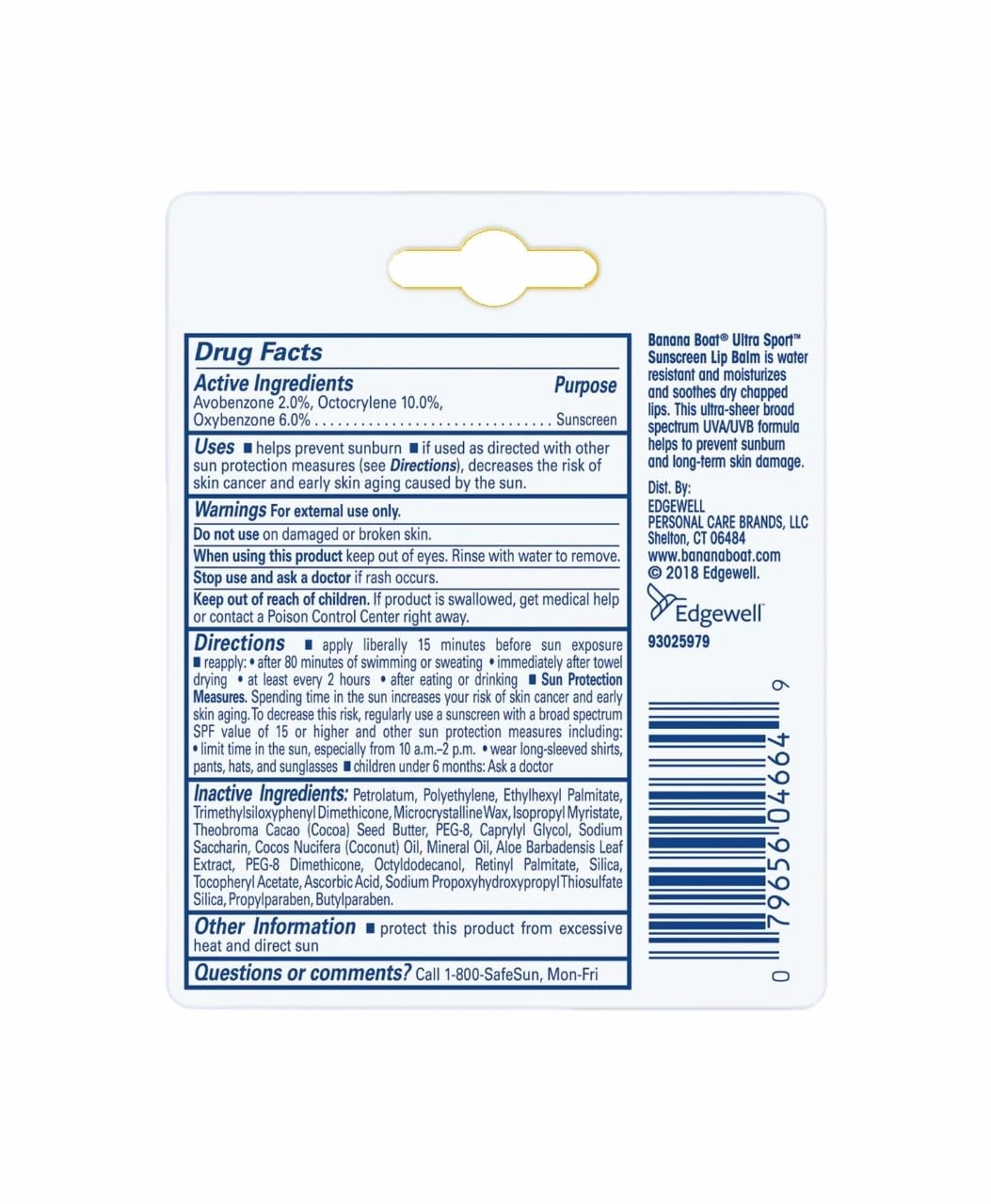 Banana Boat Sport Performance Sunscreen Lip Balm SPF 50 0.15 oz (Pack of 7)