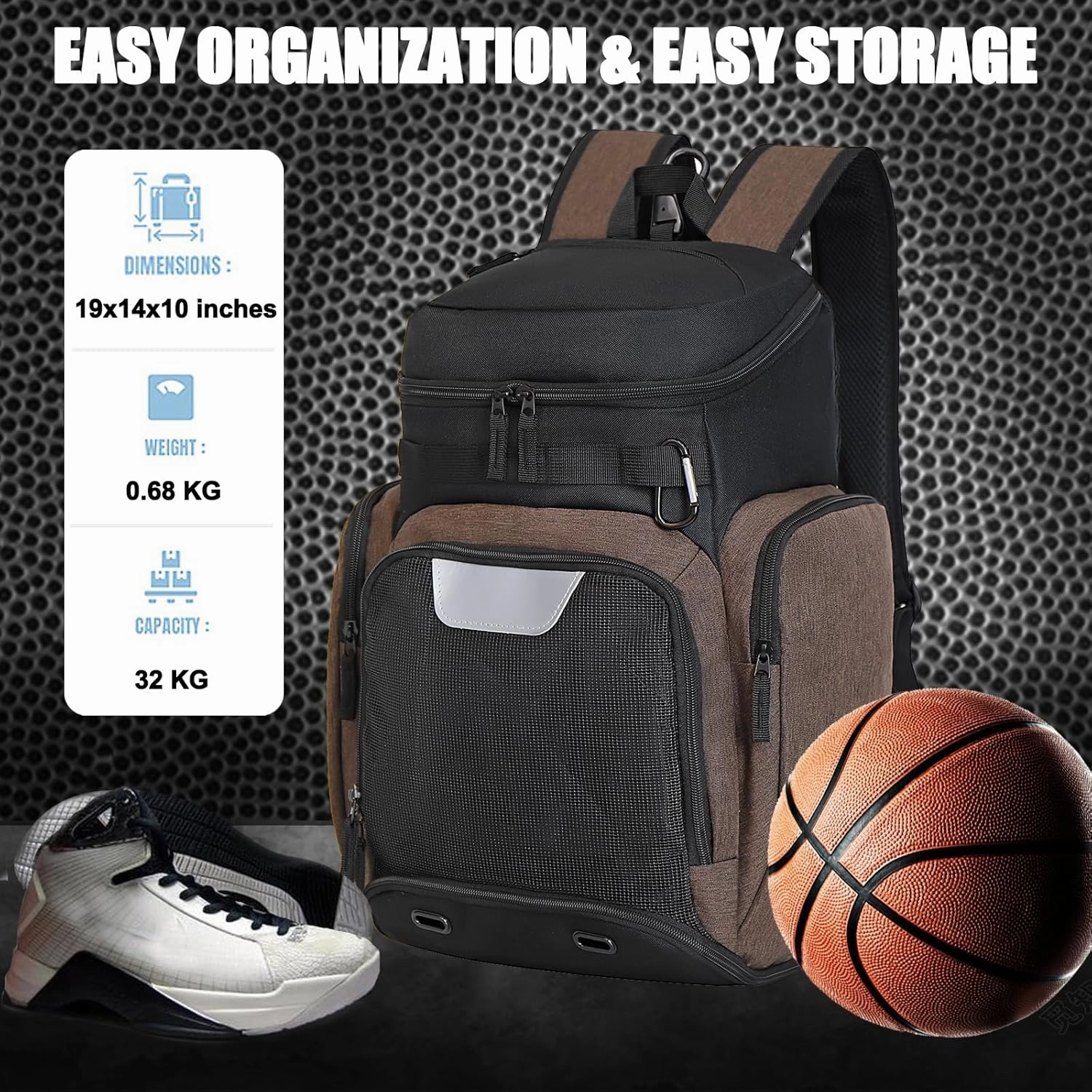 Basketball Backpack Large Sports Bag, Gym Bag with Ball Compartment and Shoe Compartment to Store Sports Shoes Water Bottles Laptops and Daily Necessities, Widely Used in Basketball, Soccer