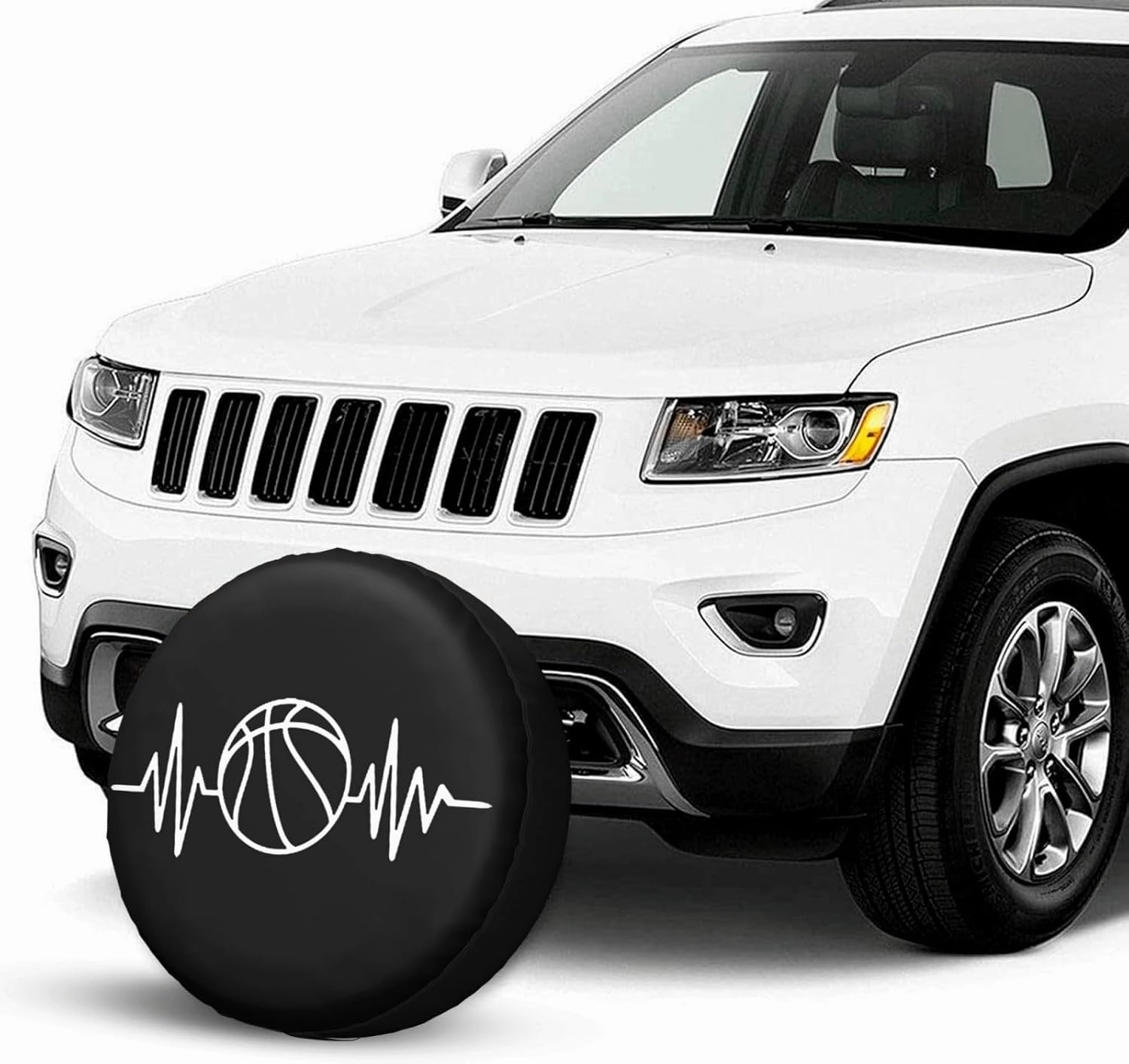 Basketball Heartbeat Windproof and Rainproof Wheel hub Protection Cover, Spare tire Cover 17 inch