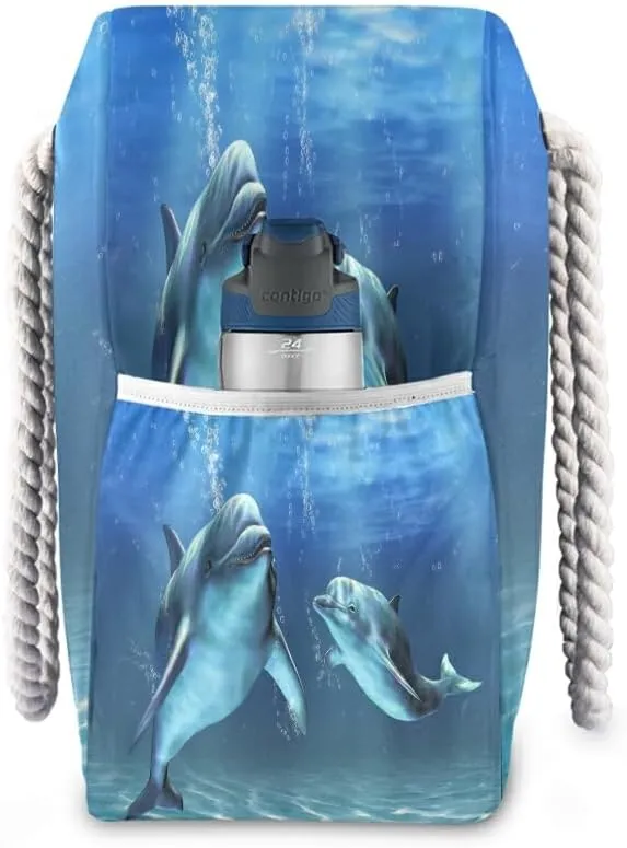 Beach Bag Dolphins Tote Travel Bag luggage bag Grocery Shopping Bag Carry Bag