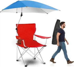 Beach Chair with UPF 50  Adjustable Umbrella, Outdoor Folding Beach Chairs for Adults with Cup Holder & Carry Bag, Protable Recliner Chair for Camping Hiking Fishing, Max Hold Up 350LB - U.S Spot