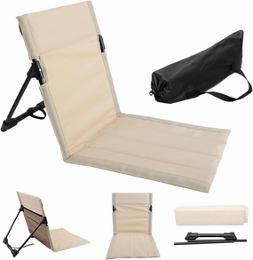 Beach Chair,Low Beach Chair, Back Folding Beach Chair for Adults, Lightweight and Portable for Outdoor, Beach, Camping, Lawn, Music Festival, (Beige)