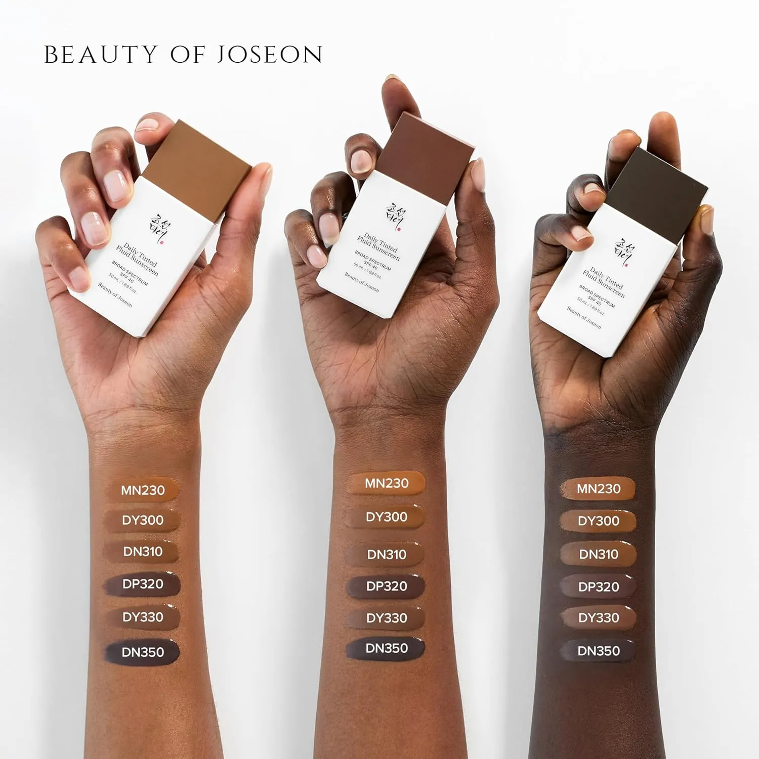 Beauty of Joseon Daily Tinted Fluid Sunscreen 12 Shades for Face Moisturizing Broad Spectrum SPF 40 Korean Skincare 50ml, 1.69 fl.oz #DN310