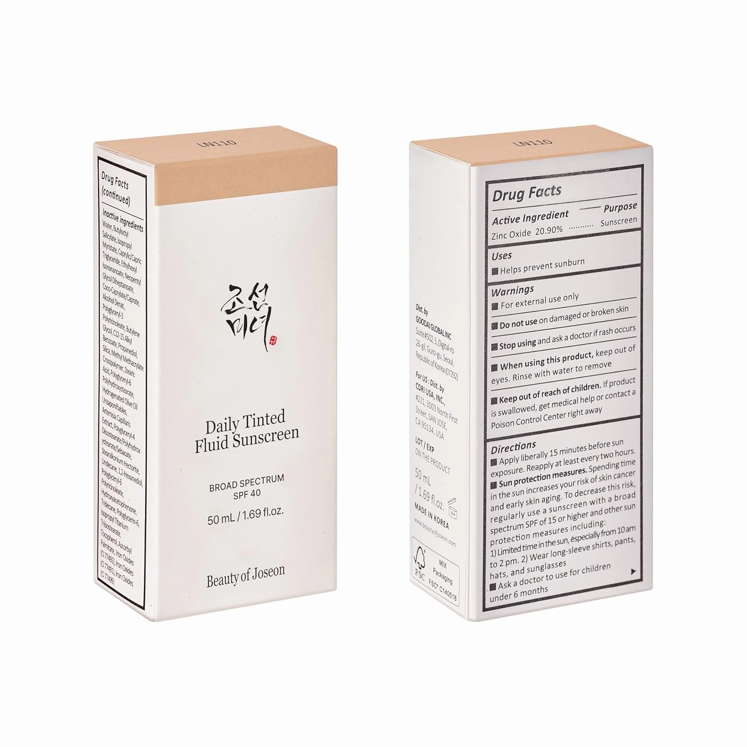 Beauty of Joseon Daily Tinted Fluid Sunscreen 12 Shades for Face Moisturizing Broad Spectrum SPF 40 Korean Skincare 50ml, 1.69 fl.oz #LN110