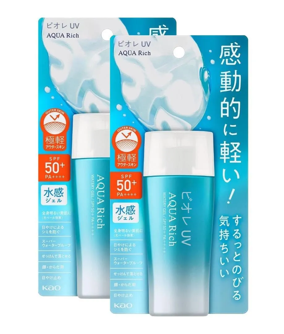 B.I.0.R.E UV Aqua Rich Sunscreen Water Gel HTE SPF50  PA     2.36floz (Pack of 2)