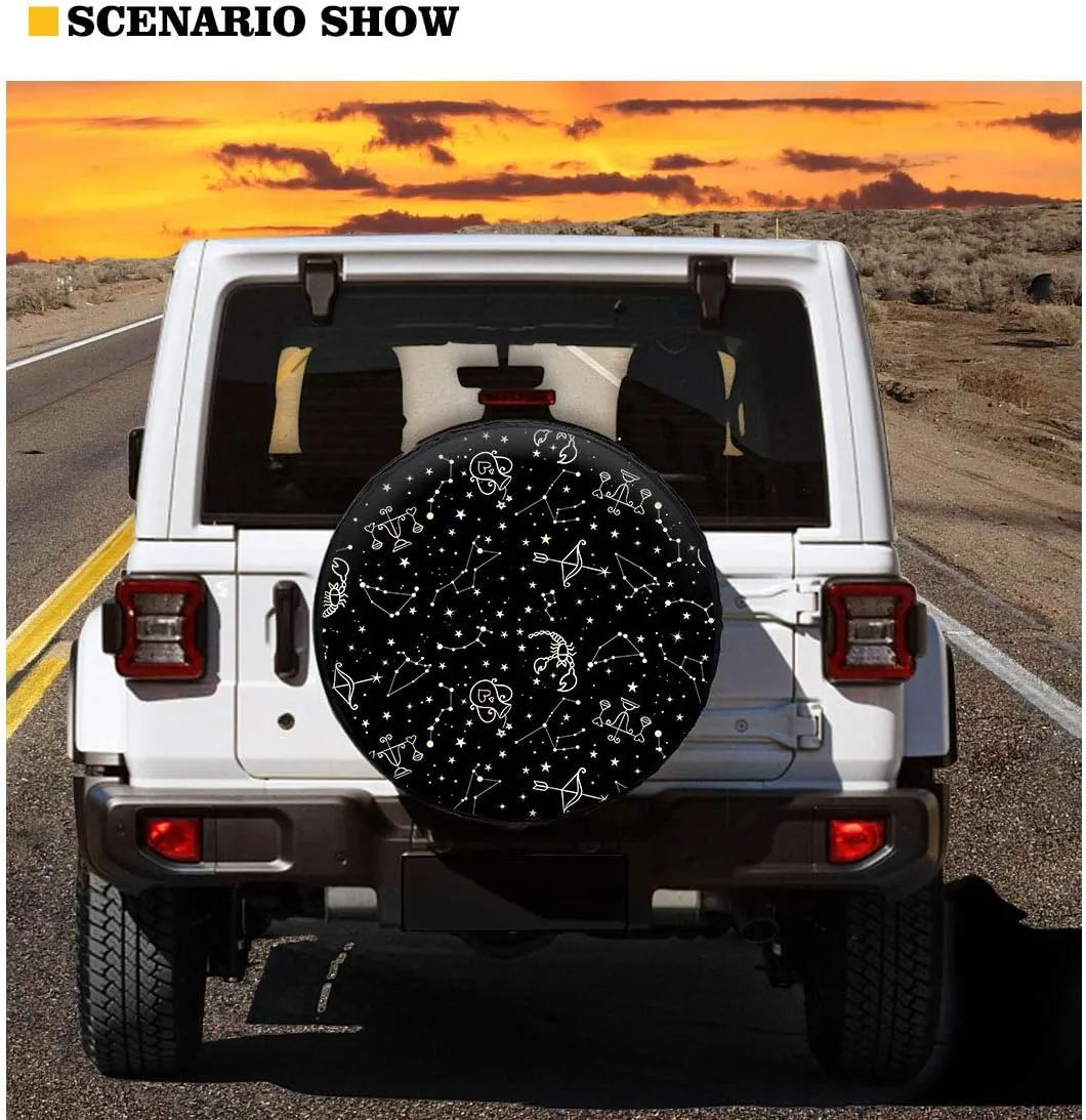 BIGCARJOB Personality Custom Design Tire Covers Outdoor Travel UV Waterproof Tire Cover fits 14-19inch Spare Tire .Universal Tire Covers for RVs Heavy Duty Protection Covers