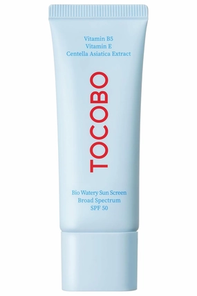 Bio Watery Sunscreen SPF 50 Broad Spectrum Korean Facial Sun Cream with Hyaluronic Acid - Lightweight Daily Face Sunblock Lotion - Vegan, Hypoallergenic, Oxybenzone-Free 1.35 fl oz