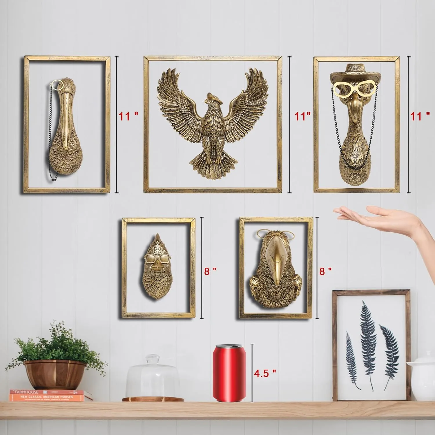 Bird Wall Art Decoration Sculpture(Eagle,Gift Metal Frame)- Exquisite Wall Hanging Sculptures for Living Room, Bedroom, Office - Handmade Home Art Decor & Unique Housewarming Gift