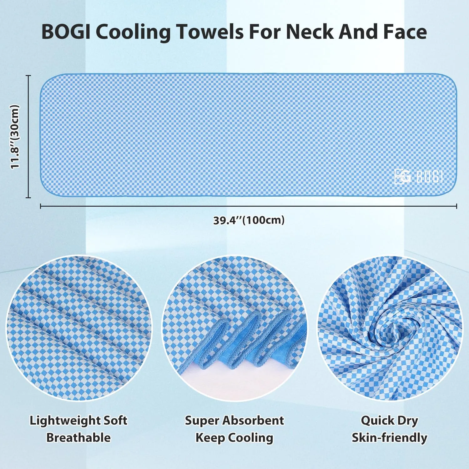 BOGI Cooling Towels for Neck and Face, Soft Breathable Cool Towel for Instant Cooling Stay Cool for Yoga, Sport, Gym, Camping, Running & More Activities